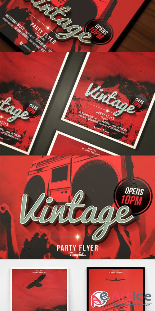 2 Vintage Party Flyers - Creativemarket 157722