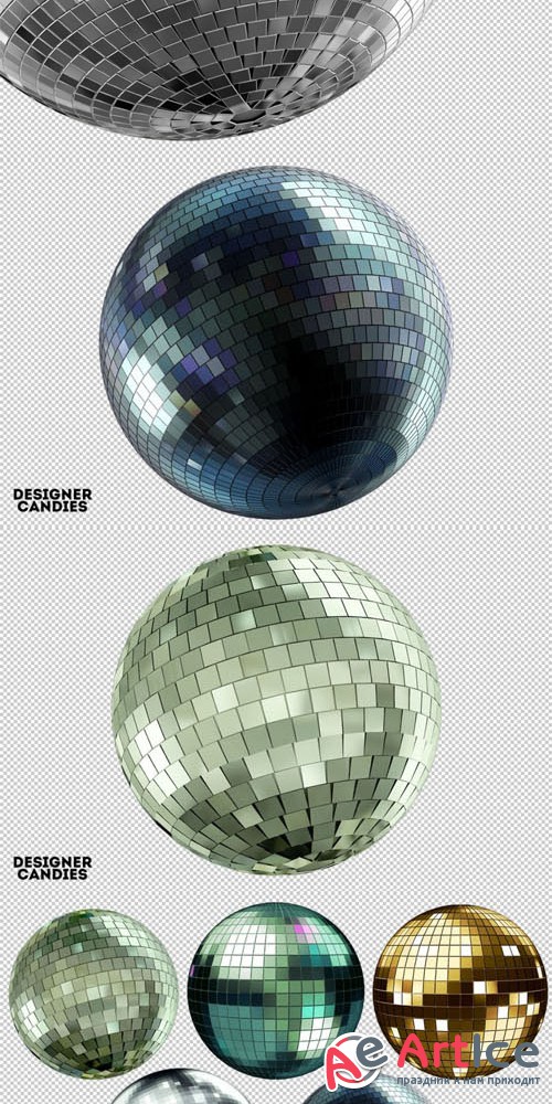 3D Disco Balls Transparent PNG