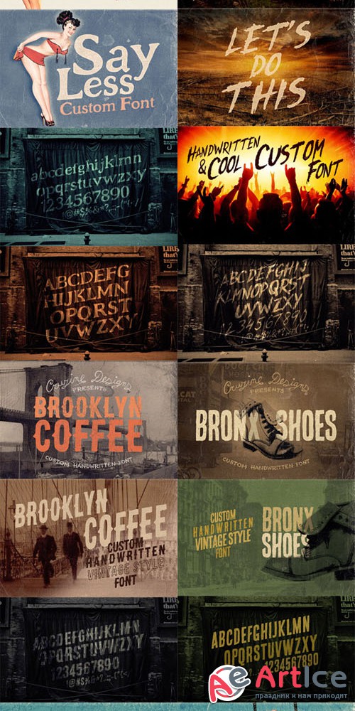 Retro/Vintage Hand Drawn Fonts Bundle - Dealjumbo