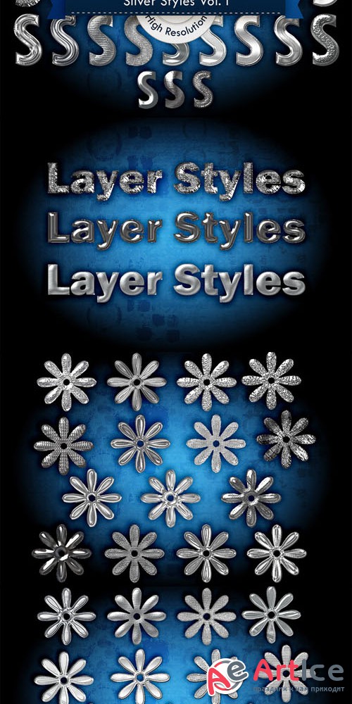 Silver Photoshop Layer Styles - CM 5196