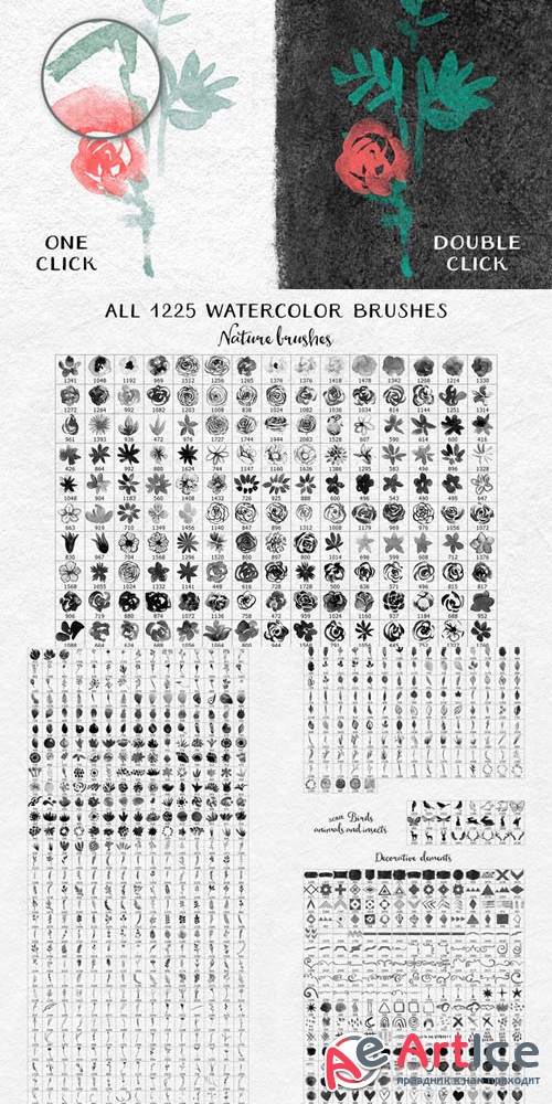 Watercolor PS Brushes 1200+ Creativemarket 210299