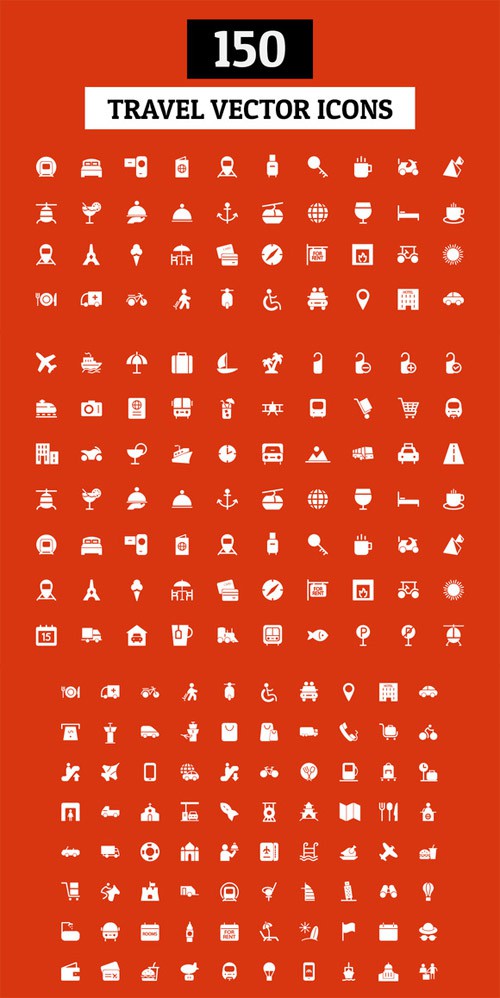 150 Travel Vector Icons