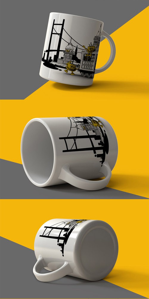 5 Mugs Mock Up