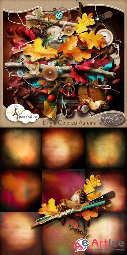 Scrap - Bright Colored Autumn JPG and PNG