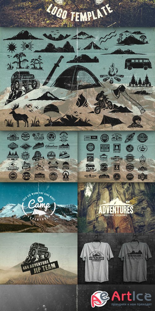 50 Retro Adventure Logo - Creativemarket 152201