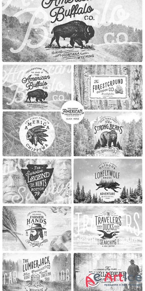 American Vintage Badges 5 - Creativemarket 163961