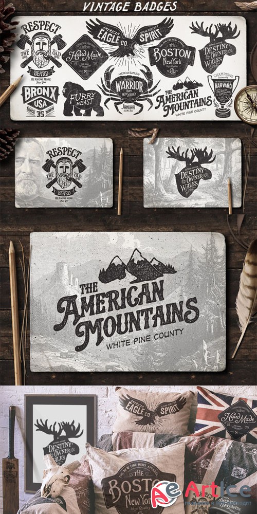 American Vintage Badges Part 4 - Creativemarket 58511