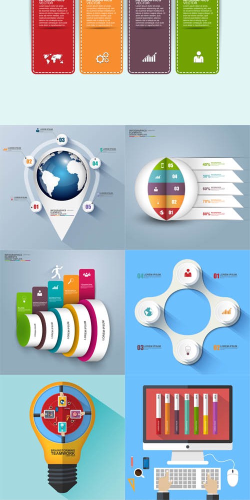 7 Infographics Vector Set