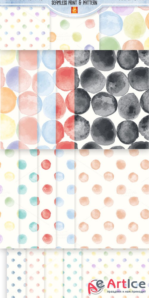 WatercolorDot Seamless Digital Paper - Creativemarket 37587