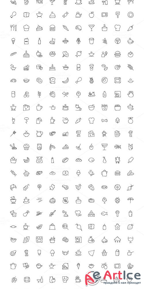 300 Food Hand Drawn Doodle Icons - Creativemarket 155353