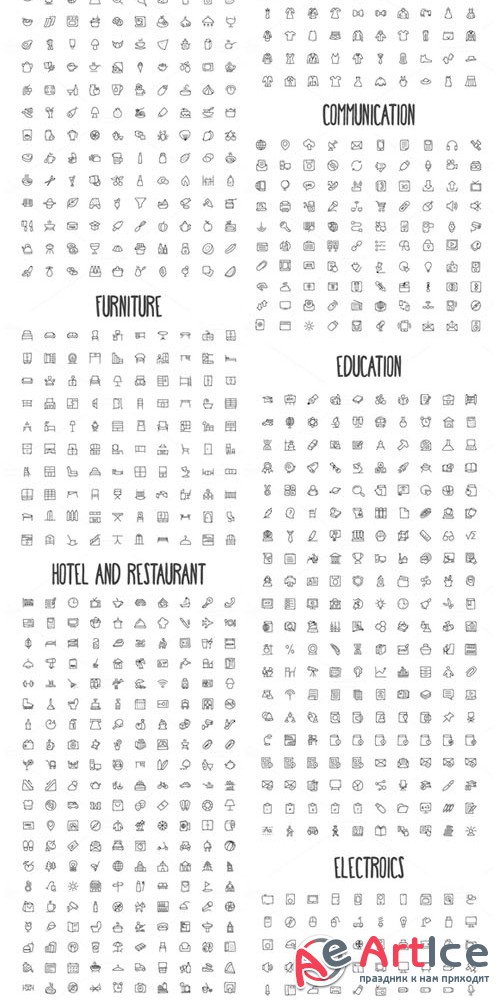 2440 Hand Drawn Doodle Icons Bundle - Creativemarket 167023