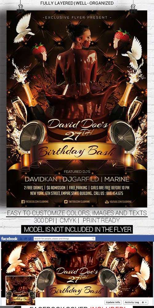 Flyer Template - Birthday Bash Premium Facebook Cover