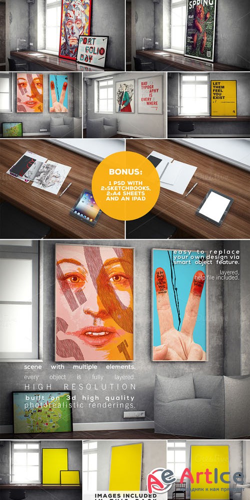 Poster Mockup vol.3 - Context Frames - Creativemarket 233945