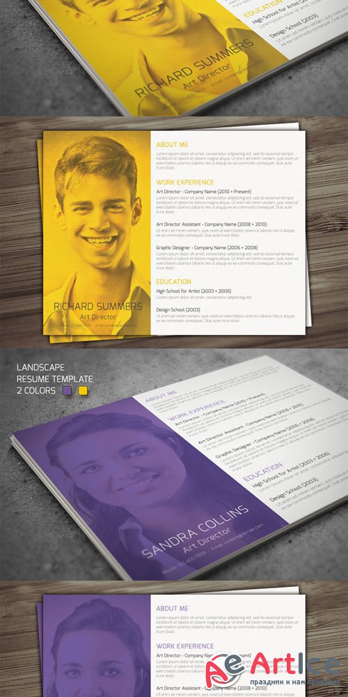 Creativemarket Landscape Resume Template 40867