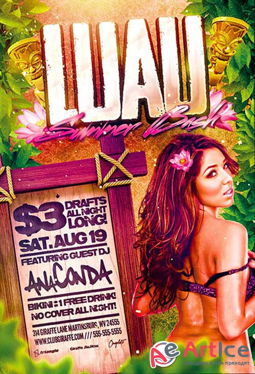 Luau Summer Bash Flyer Template