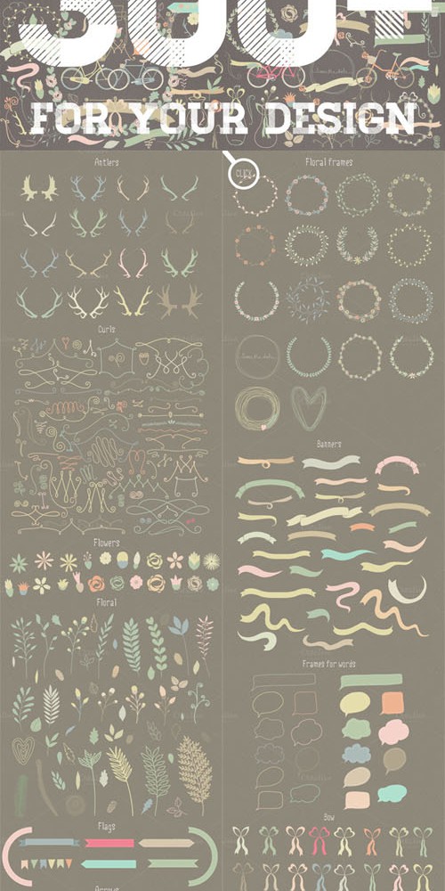 300 Design elements big Vector Set 