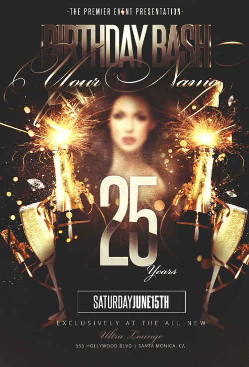 PSD Flyer Template - Birthday Bash Party 