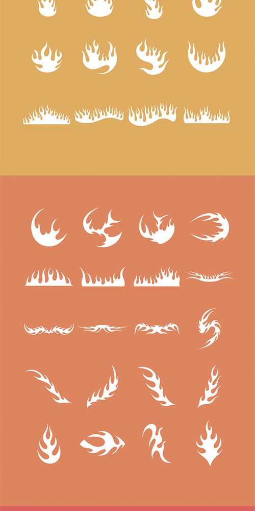 Vector Set Creative Shapes  60 Flame Shapes Set 1