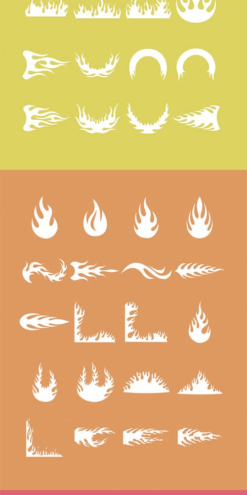 Vector Set Creative Shapes  60 Flame Shapes Set 2