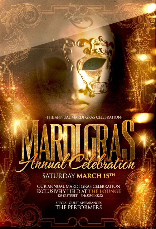 Flyer Template - Mardi Gras PSD