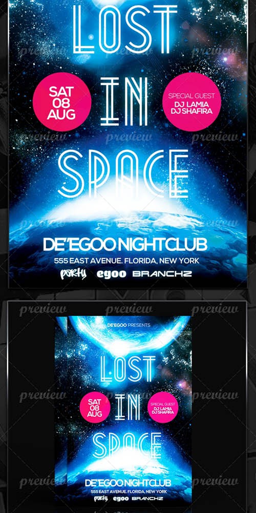 Flyer Template - Lost In Space Party 