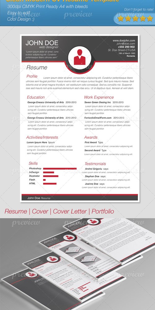 Modern Resume Template PSD