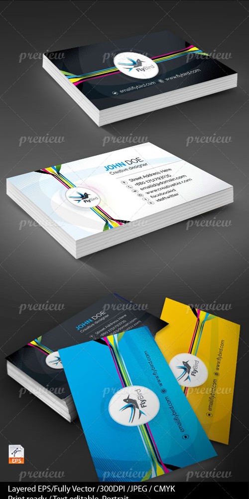 Vector Fly Bird Business Cards