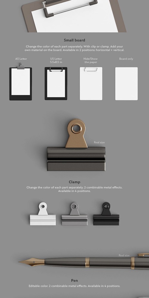 Office Supplies - Boards, Clamps and Pens