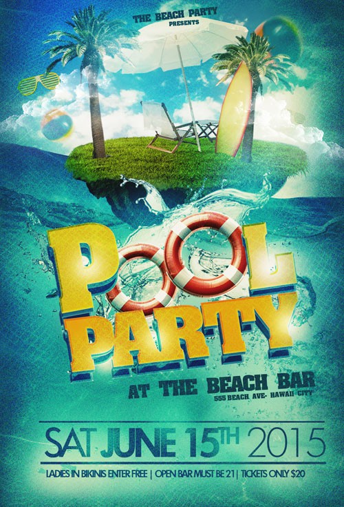 Flyer Template PSD - Pool Party Beach 