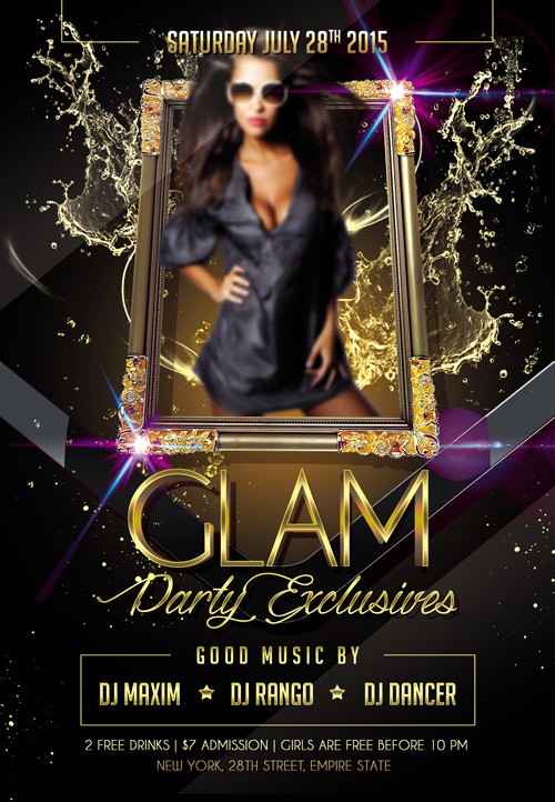 Flyer Template - Glam Party Exclusives Facebook Cover