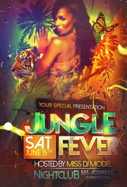 Flyer Template PSD - Jungle Fever Tropical 