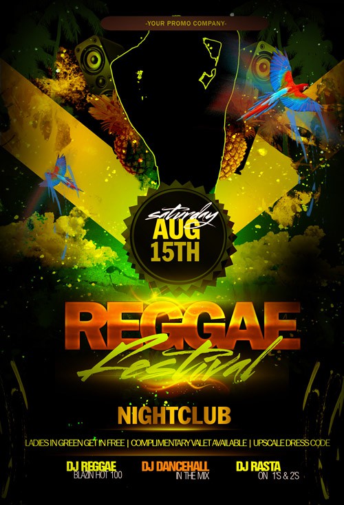 Flyer Template PSD - Reggae Festival Party 