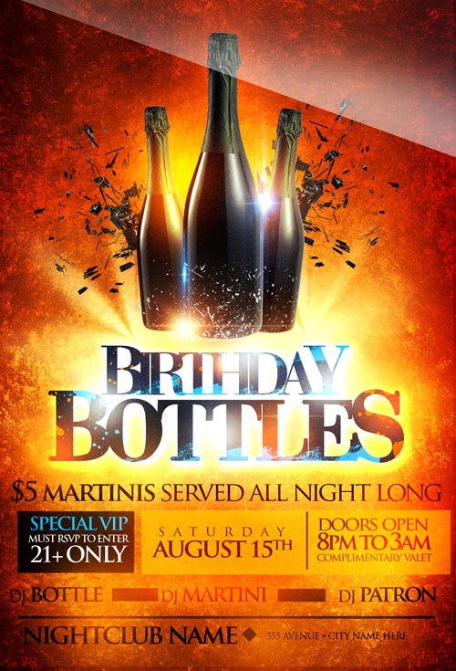 Flyer Template - Bottle Birthday VIP 