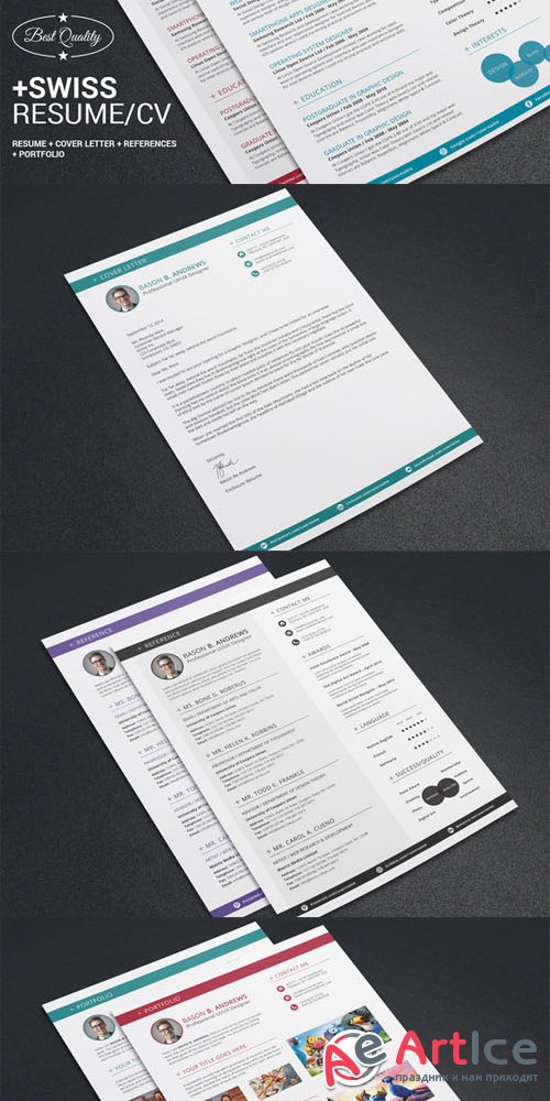 Creativemarket - Swiss Style Resume CV 121858