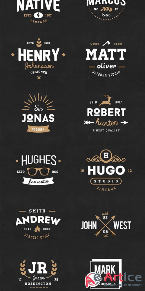 20 Vintage Logos & Badges Vol 01 - Creativemarket 102822