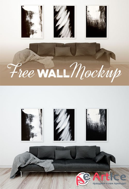 Triple Poster Frame PSD Mock-Up Template