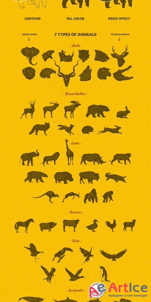 Creativemarket - 58 Hand Drawn Animal Pack 189620