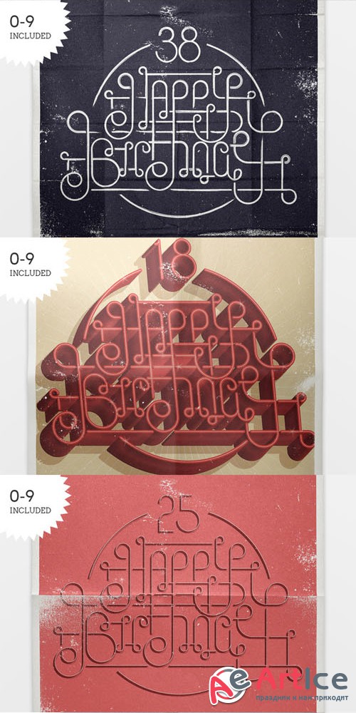 Creativemarket - Happy Birthday Lettering 210027