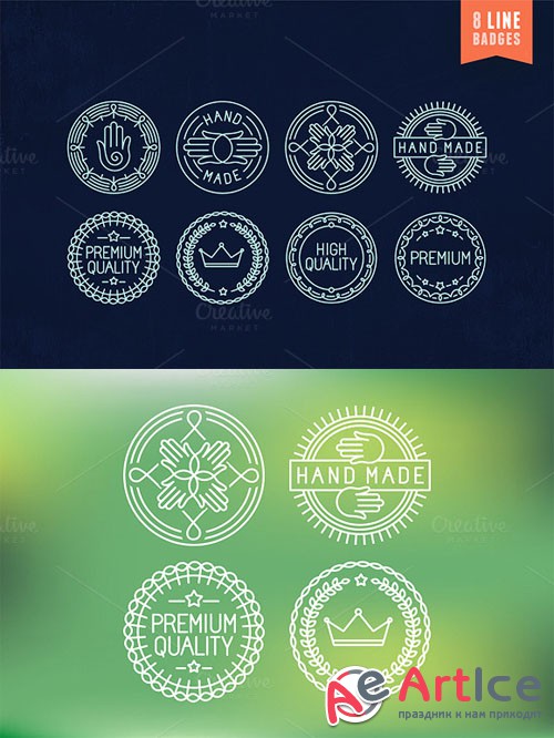 Creativemarket - 8 outline badges and labels 90083