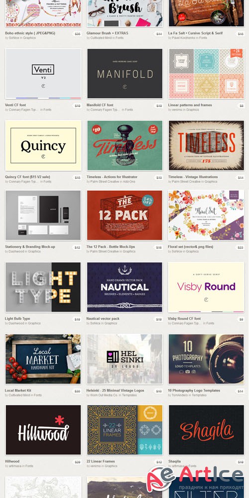 July Big Bundle 2015 - 106 Premium Creativemarket Items