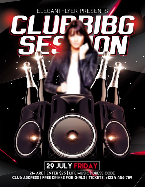 Flyer PSD Template - Clubbing Session + Facebook Cover