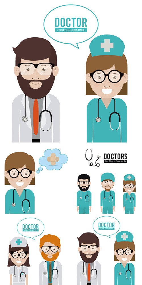 Vector Set - Flat Doctor Design 