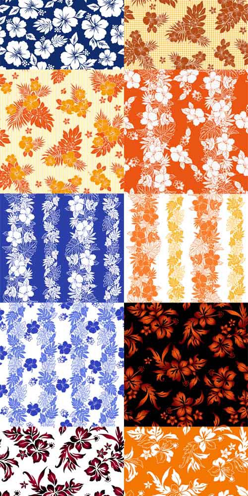 Vector Set - 10 Floral Patterns 