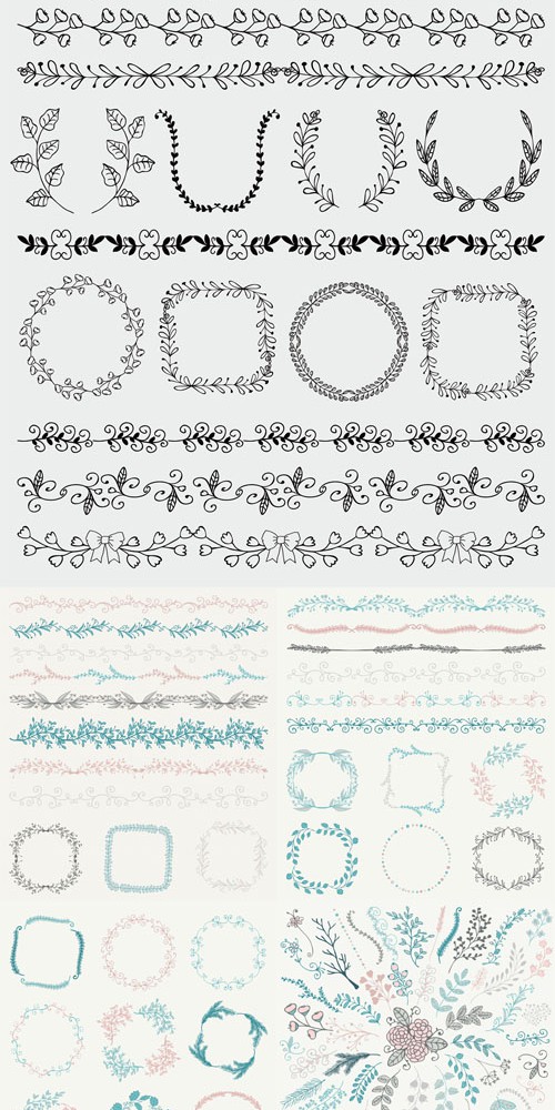 Vector Hand Sketched Seamless Borders and Frames