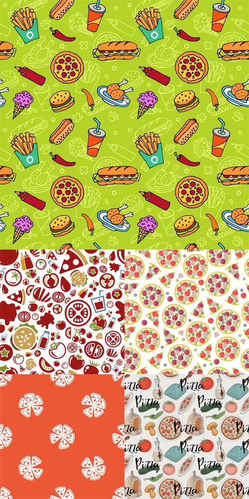 Vector Set - 5 Pizza Patterns 