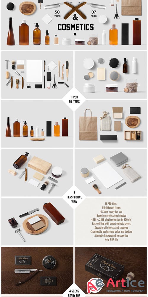 Barber & Cosmetics Branding Mock-Up - Creativemarket 151501