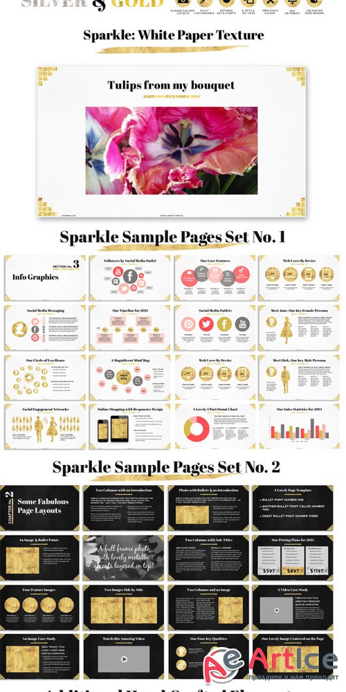 Creativemarket - Sparkle Gold Foil PPT Templates 140858