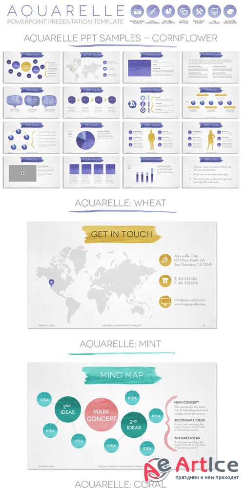 Creativemarket - Aquarelle Powerpoint Template 218695