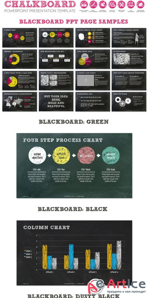 Creativemarket - Chalkboard PPT Presentation Template 274012