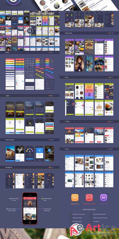 Coloristic: iOS / Android UI Kit - Creativemarket 90715